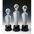 13" Globe Optical Crystal Award w/ Round Base